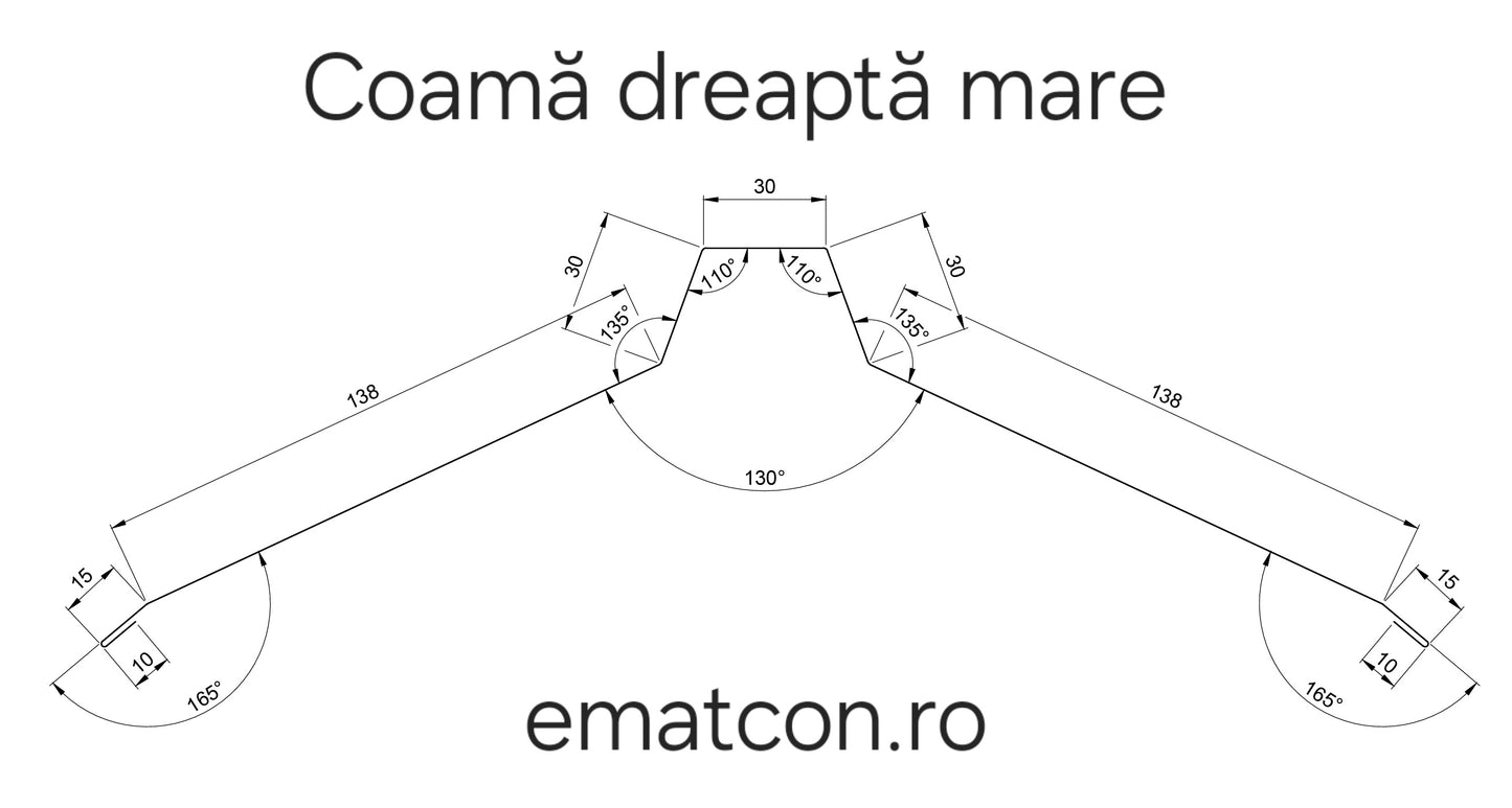 COAMĂ DREAPTĂ-MARE-2m 0,50mm MAT-Wetterbest
