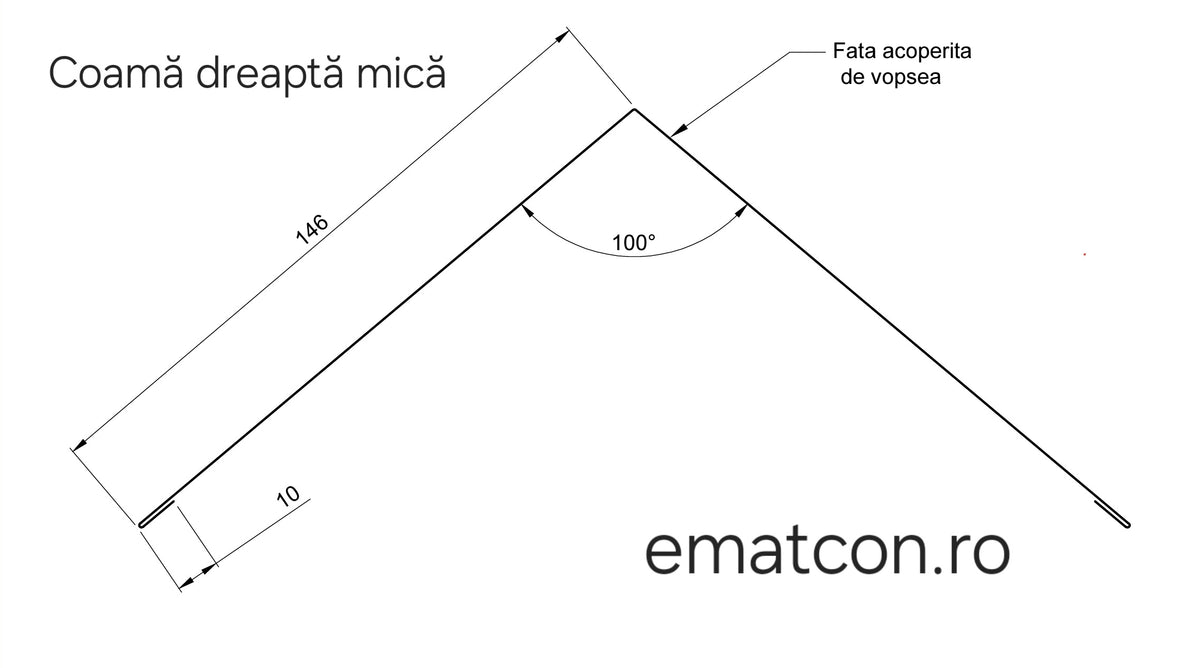 COAMĂ DREAPTĂ-MICĂ -2m 0,40mm MAT-Wetterbest