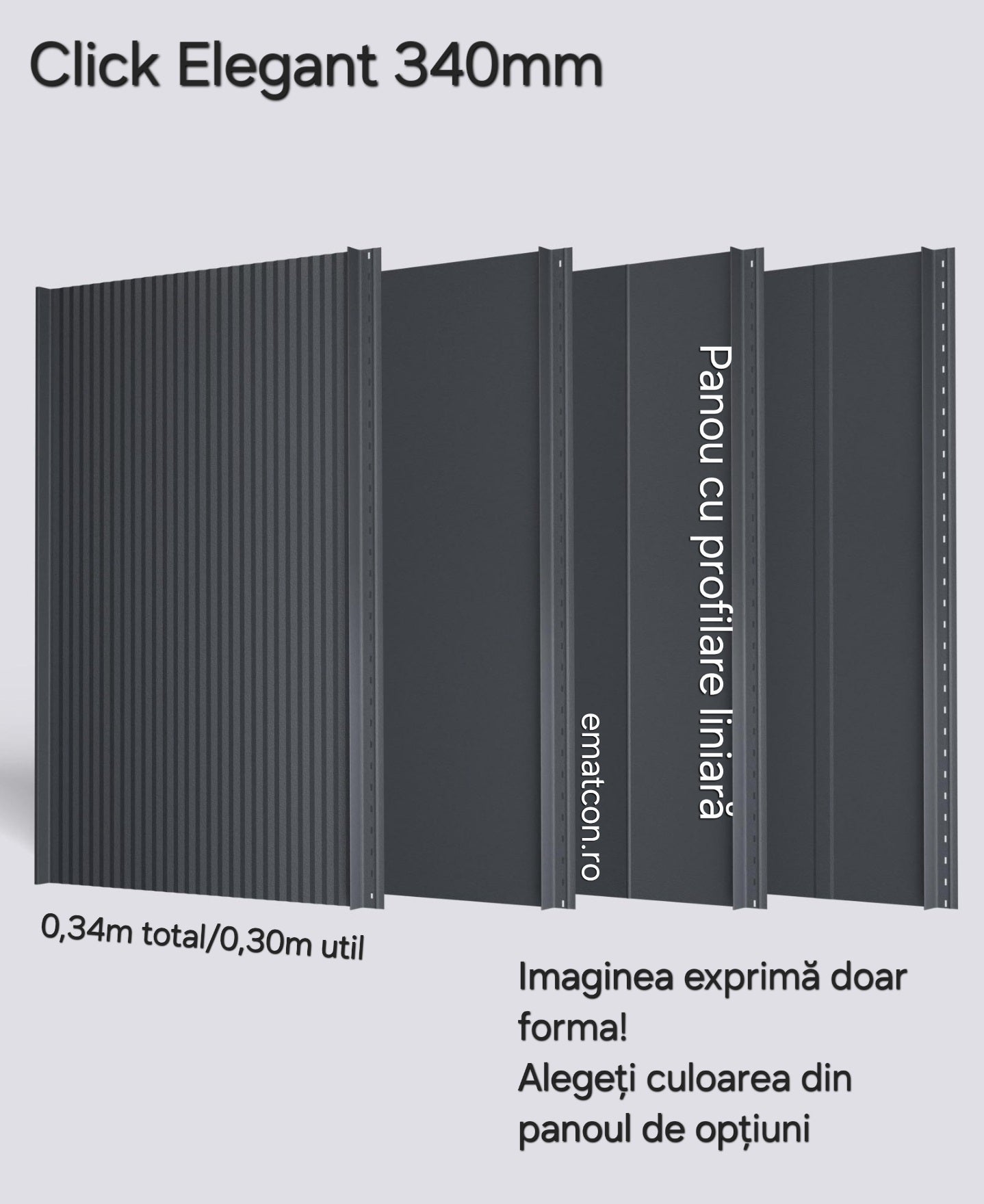 PANOU CLICK ELEGANT 340 CU PROFILARE LINIARA 0,45mm MAT-GARANTIE 15 ANI