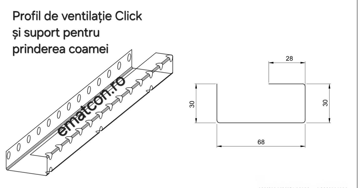 PROFIL DE VENTILATIE CLICK-SUPORT PENTRU COAMĂ 2m-Wetterbest