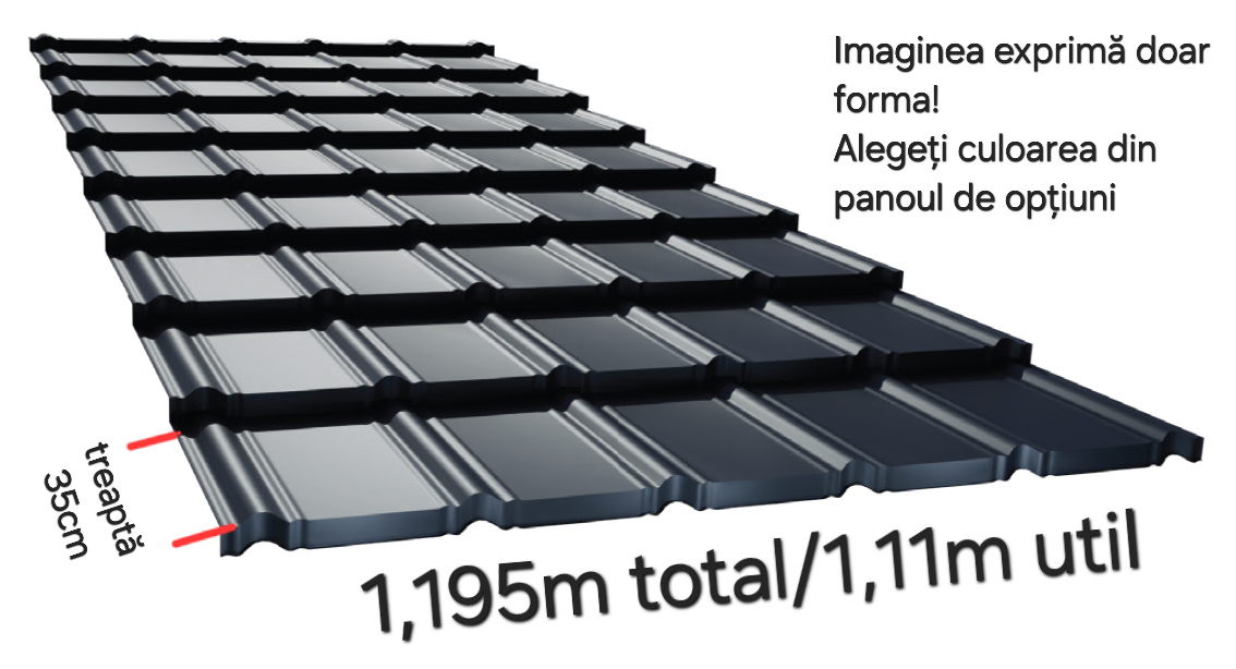 TIGLA METALICA METIGLA ELIT 0,50mm Super Matt 35μm-GARANTIE 20ANI set culori 1