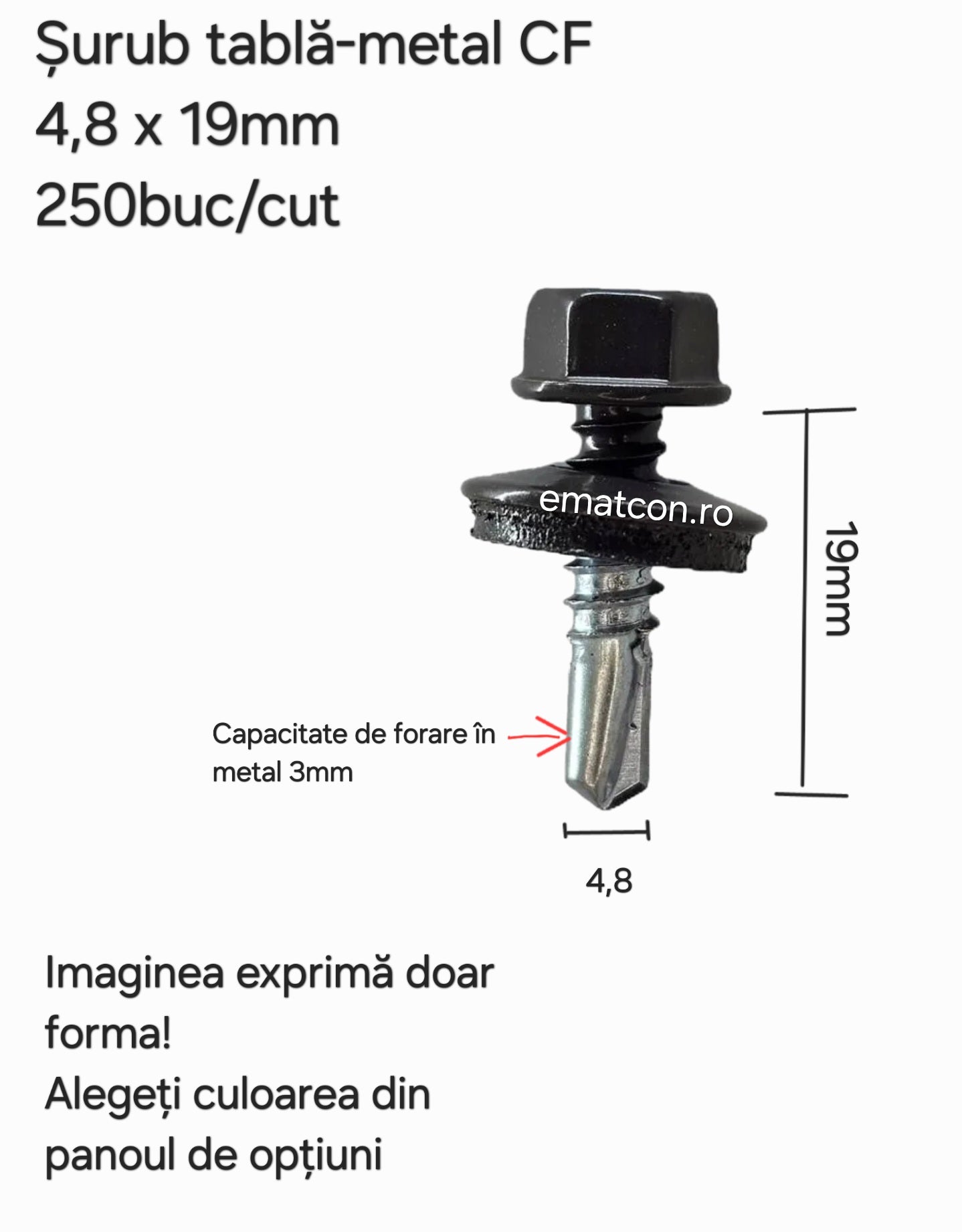 SURUB AUTOFORANT TABLA-METAL CF 4,8x19 RAL-Wetterbest – ematcon