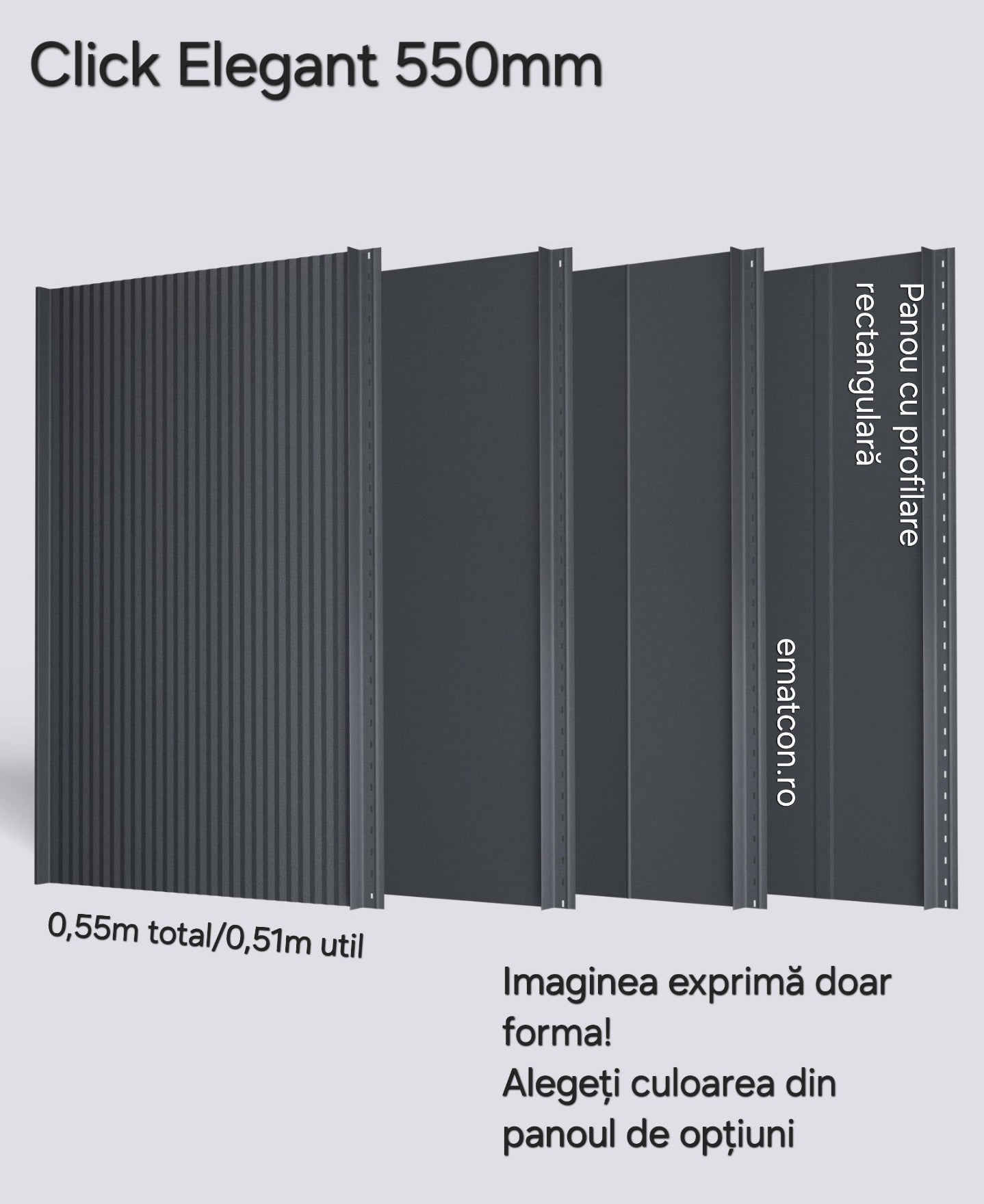 PANOU CLICK ELEGANT 550 PROFILARE RECTANGULARA 0,50mm MAT-GARANTIE 15 ANI
