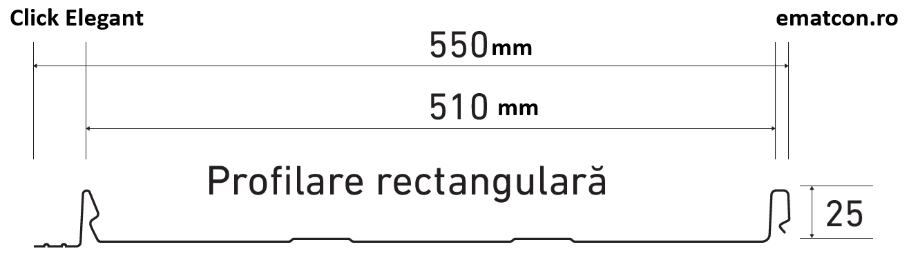 PANOU CLICK ELEGANT 550 PROFILARE RECTANGULARA 0,50mm MAT-GARANTIE 15 ANI