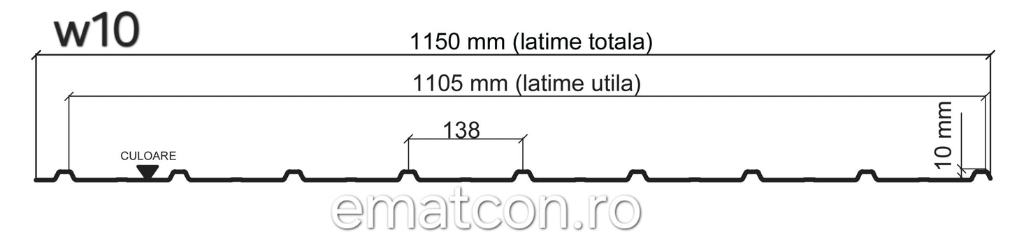 TABLA CUTATA PENTRU ACOPERIS W10 WETTERBEST 0,50mm MAT-GARANTIE 15 ANI