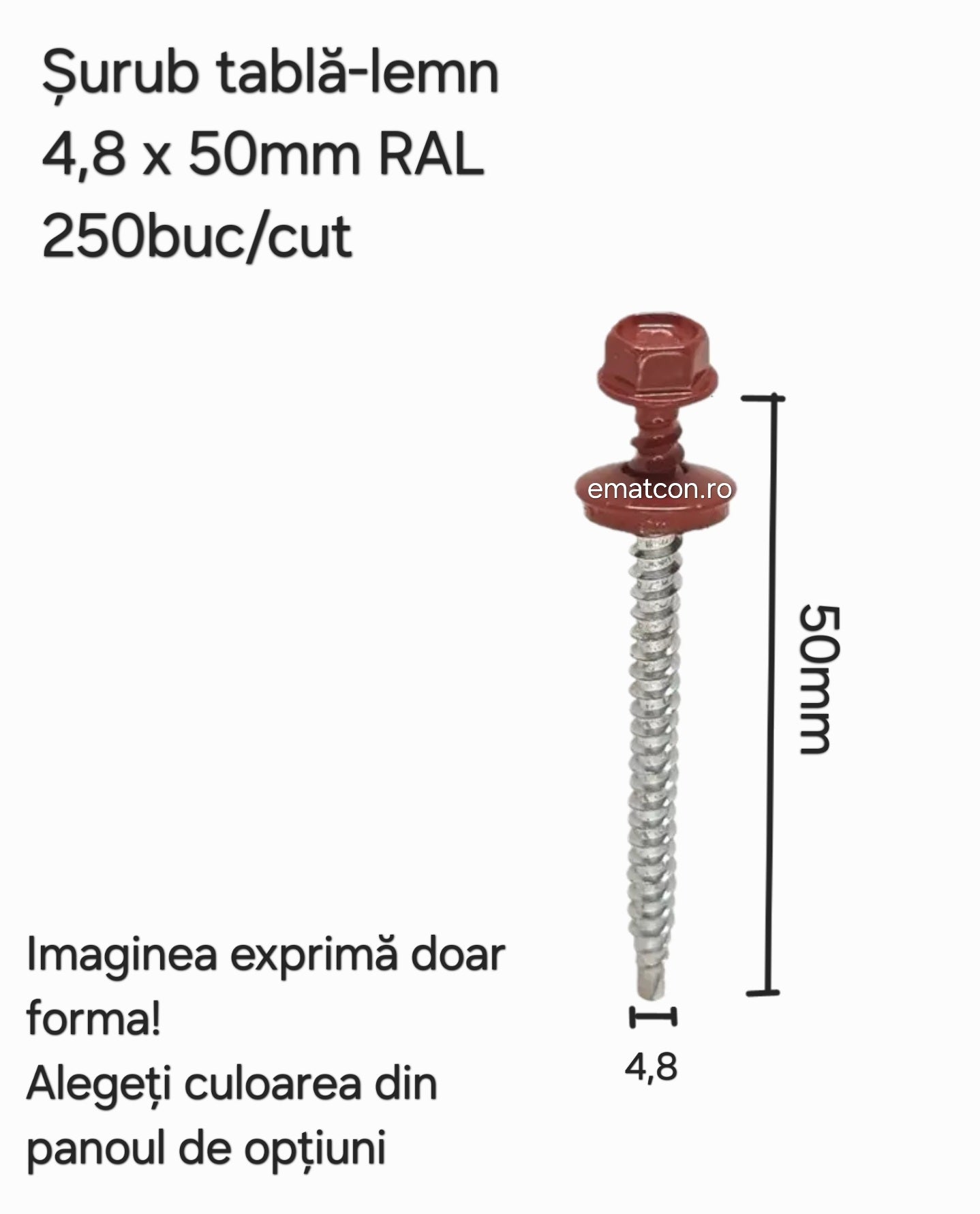 SURUB AUTOFORANT TABLA-LEMN 4,8x50 RAL-Wetterbest